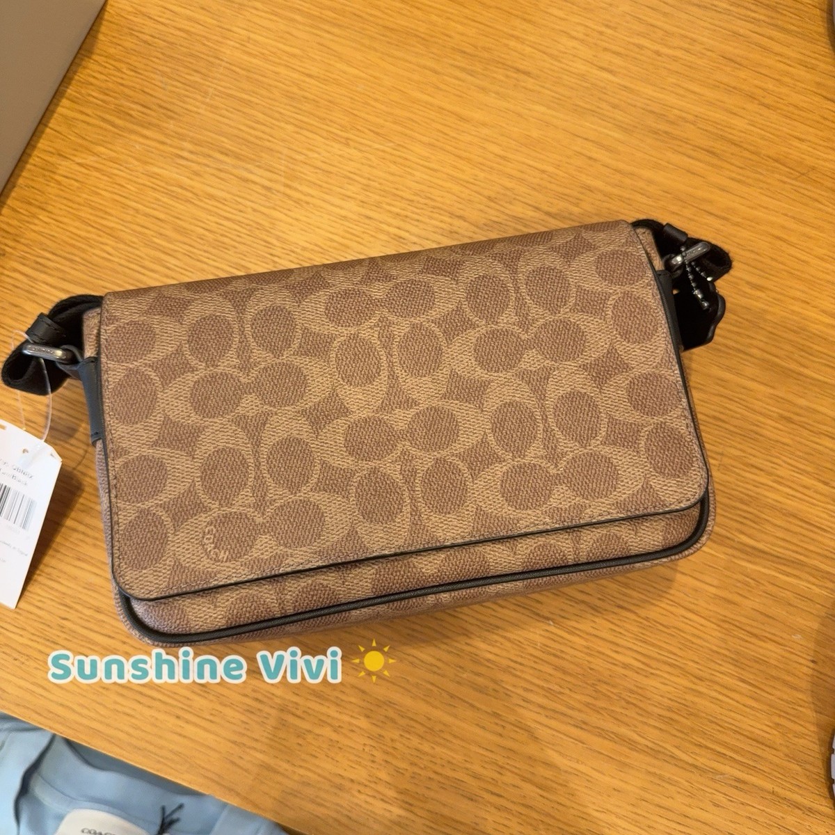 NWT Coach Jack Small Flap Crossbody Bag Signature Canvas CDZ95 Tan