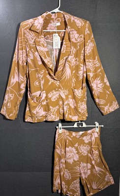 Cosmopolitan Valeria Shop  2 Piece Top Shorts Set Pink Flowers Short M