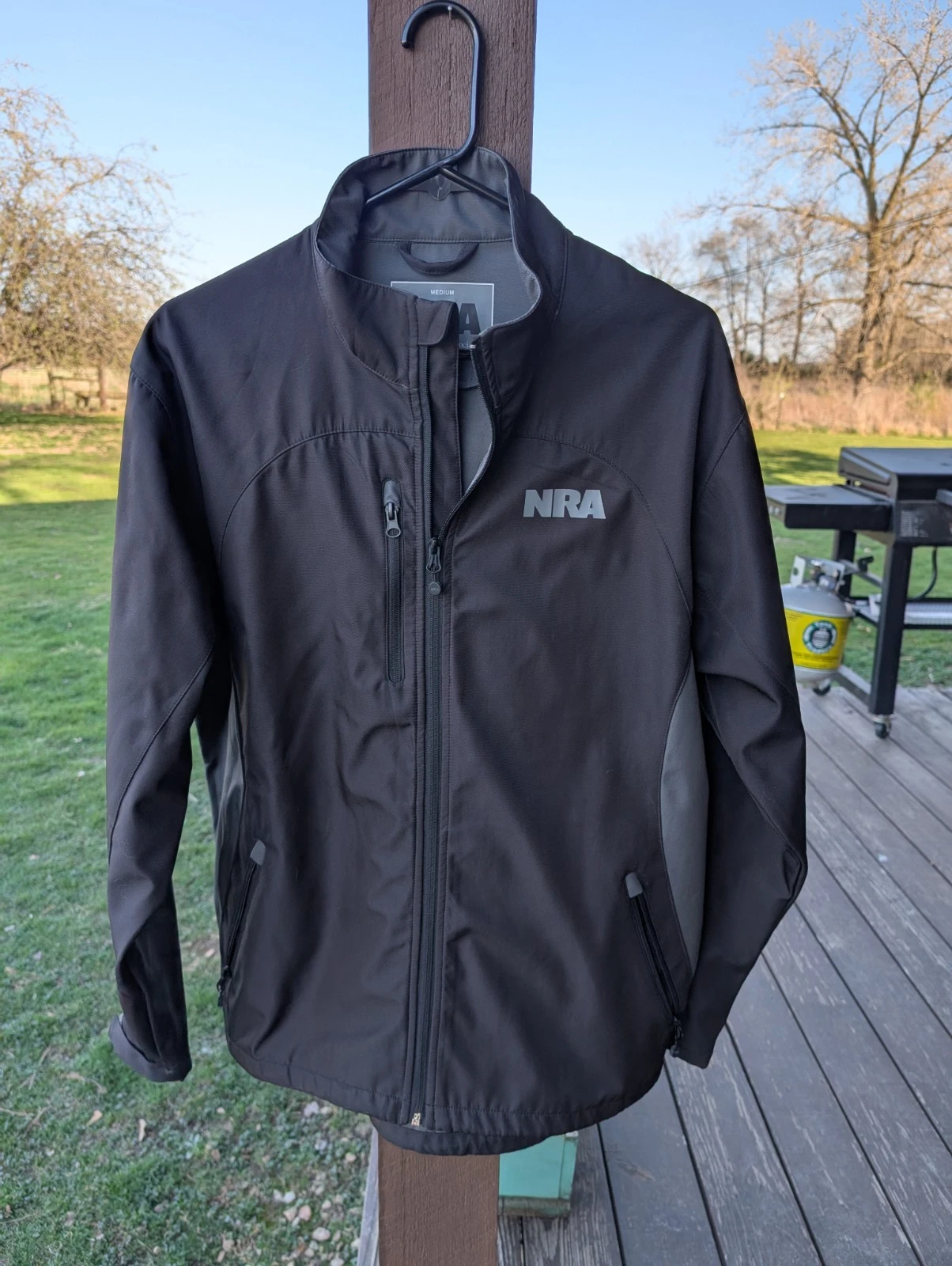 Authentic Men's NRA Black and Gray Zip Windbreaker Jacket (Size M)