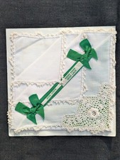 VTG NOS HAND MADE IRISH LACE IRISH LINEN LACE EDGED HANDKERCHIEF NORTHRN IRELAND