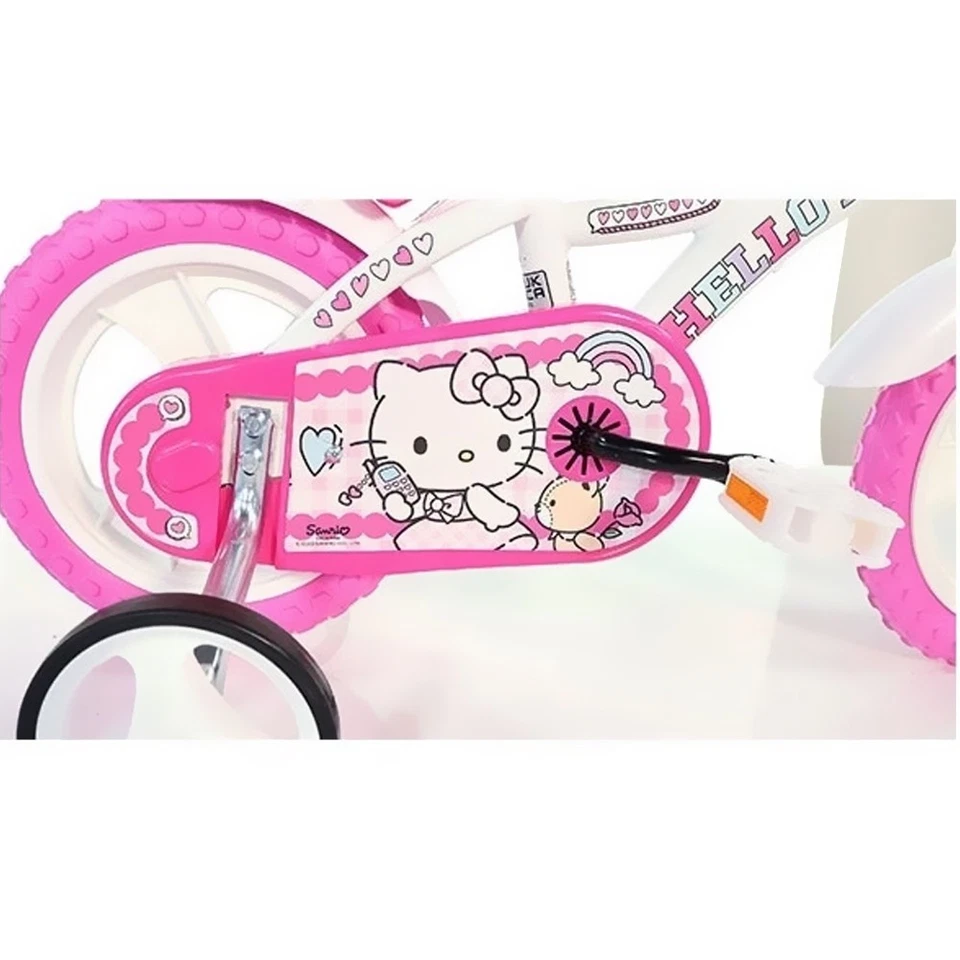 Bici 12" Bambina Hello Kitty Dino Bikes Ruote Aggiuntive Giocattolo Ufficiale - Immagine 2 di 4