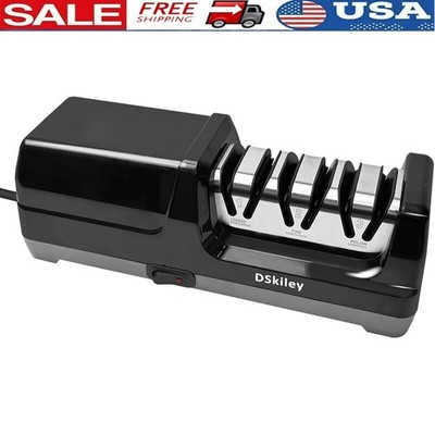 3-Stage Electric Knife Sharpener Diamond Abrasives 20° Angle Guide Kitchen Tool