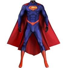New 52 Superhero Outfit N52 Superman Cosplay Printing Costume Halloween Jumpsuit