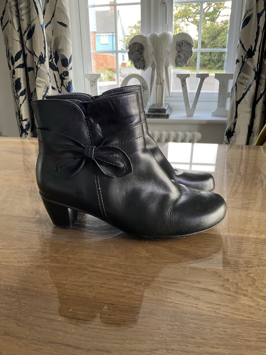 Hotter Black Leather Ankle Boots UK EXF Extra Wide Fit FREE