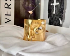 Schiaparelli Demon's Eye Fashion Abstract Facial Features Open 18K Bracelet