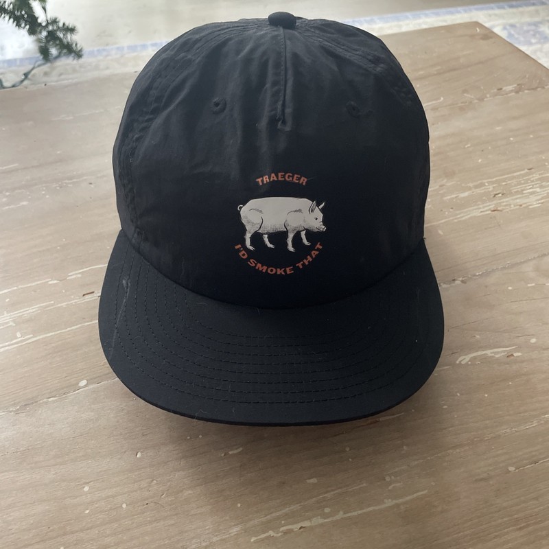 Traeger Surf Hat Cap Adult black Snapback Bbq Grilling Pig “I’d Smoke That” 
