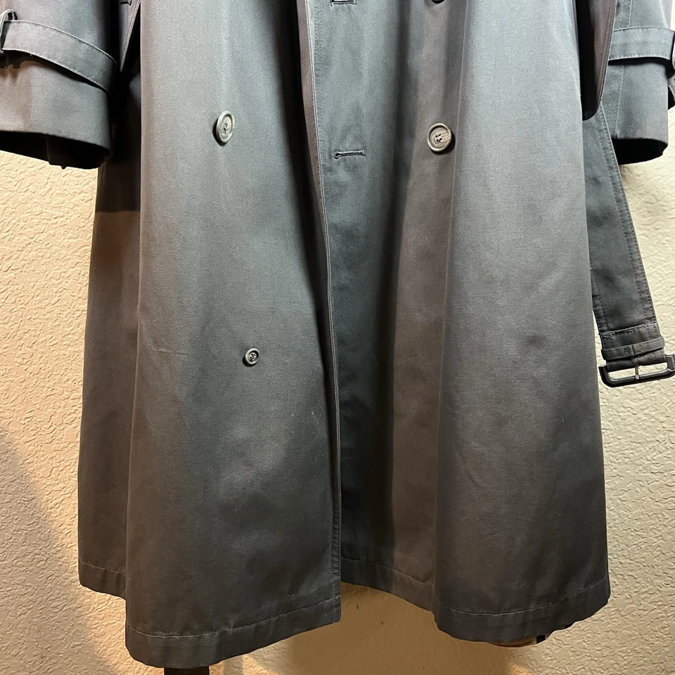 J. G. Hook Vintage Mens Coat Cotton Double Breasted Belted Long Trench Sz 40 - Image 3 of 4
