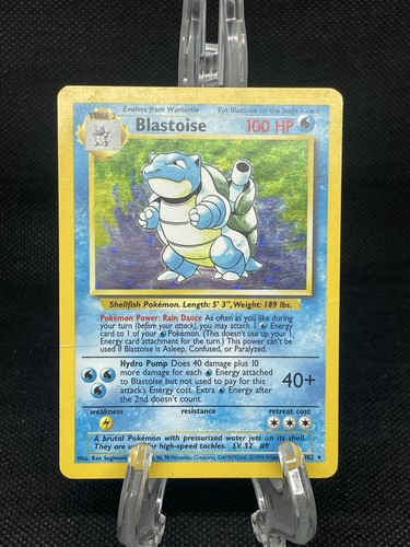 1999 Pokemon Unlimited Blastoise Holo Card 2/102 -HP/DMG
