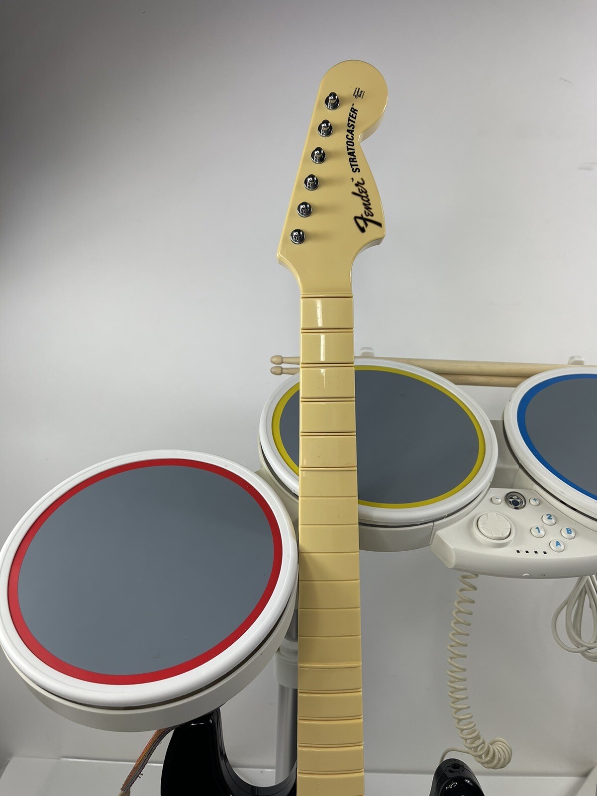 Nintendo Wii Rock Band Wired Drum Set Harmonix 19092 Guitar Dongle eBay
