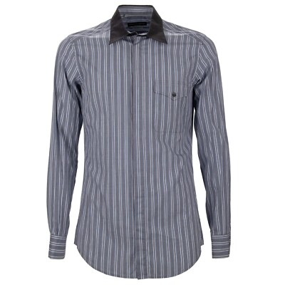 DOLCE & GABBANA striped cotton shirt SICILIA blue gray 
