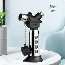 Small Torch Welding Gun Lighter Jet Inflated Gas Butane Lighters Tank Silver