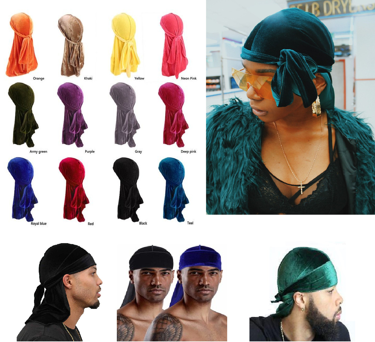 Silky Durag Velvet Sport Wave Cap for Men Doo rag Headwrap Biker Caps Skull  Caps