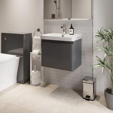 Grey Wall Hung Vanity Unit - 500mm Width Modern Bathroom Storage