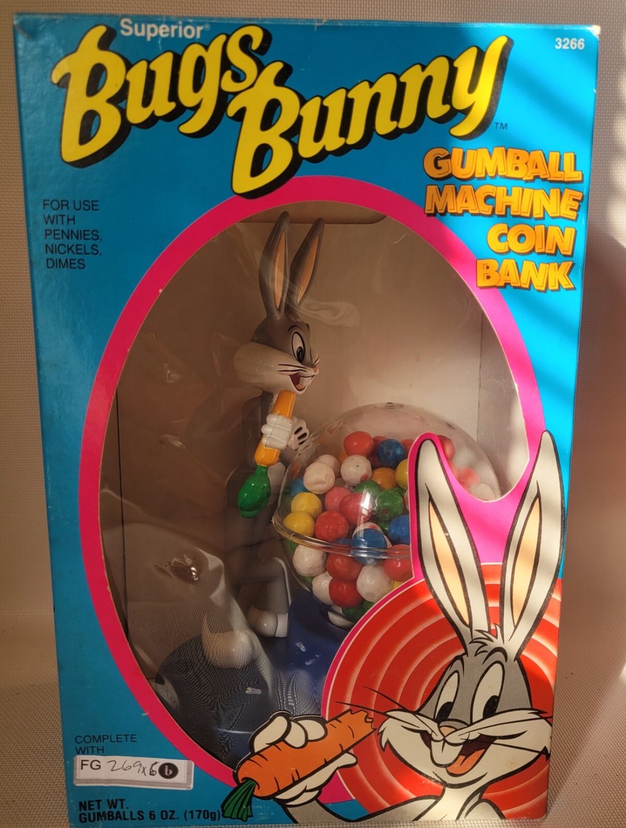 Rare Bugs Bunny Gumball Machine Coin Bank 1989 Vintage Looney