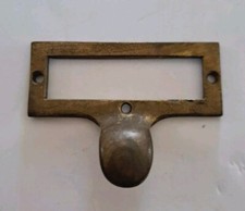 Antique / Vintage Brass Label Card Holder Pull for Cabinet Hardware