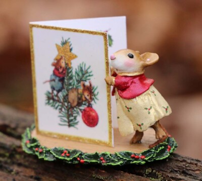 Wee Forest Folk CHRISTMAS GREETINGS, M-627b, Christmas Card Mouse, LTD 2023