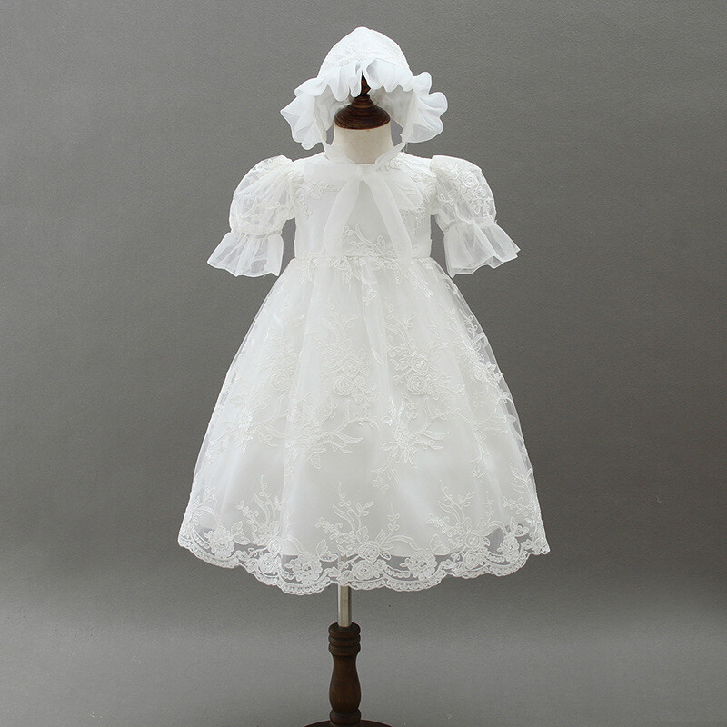 Oferta Bebé Bautismo Vestido Marfil Bordado Niño Bautizo Encaje Bata