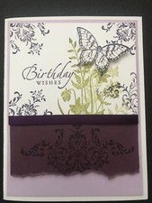 Stampin Up Card Kit Set Of 4 "Birthday Purple Lavender Butterfly In Garden