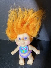 Applause Magic Troll Baby 3in Orange Hair Small Doll Vintage 1990s