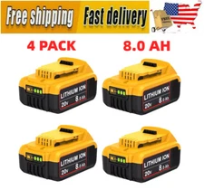 4 PACK For DeWalt 8.0AH 20 Volt 20V Max XR Lithium Ion Battery DCB182 DCB200 NEW