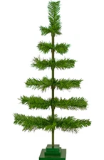 24'' Alpine Green Christmas Tree Tinsel Feather Style Holiday Tree 2FT Table-Top
