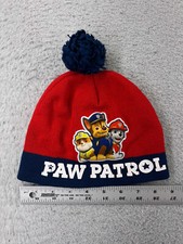 Nickelodeon Paw Patrol Beanie Toque Youth Boys Red Blue Knit Embroidered Acrylic