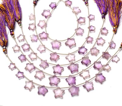 Natural Gem Purple Amethyst 10 to 13 mm Size Star Shape Beads 7'' Strand