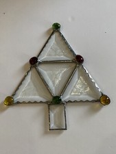 Hand Made Stained Glass Christmas Tree Ornament Window 7  