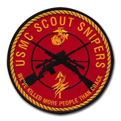 USMC Scout Sniper Embroidered Five Inch Patch (2024) - 5'' patch with a wax back