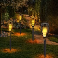 Solarfackel AußEnlampe Gartenlampe Led Flammeneffekt Terrassenlampe Erdspieß 4X