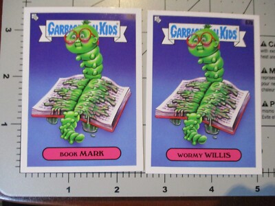 GARBAGE PAIL KIDS book worms mark willis Caterpillar 2 STICKER CARD SET 67ab H