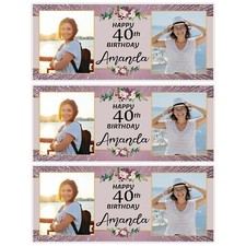 Personalised Birthday Party Banners Rose Gold Floral 30th 40th 50th 60th 80th 90