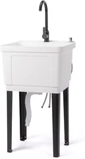 Commercial Freestanding Utility Sink Laundry Tub w/ Drain and Faucet for Garage