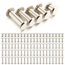 100Pcs Chicago Screws Metal Screw Posts Nail Rivet for Leather Crafts 5 Size Set