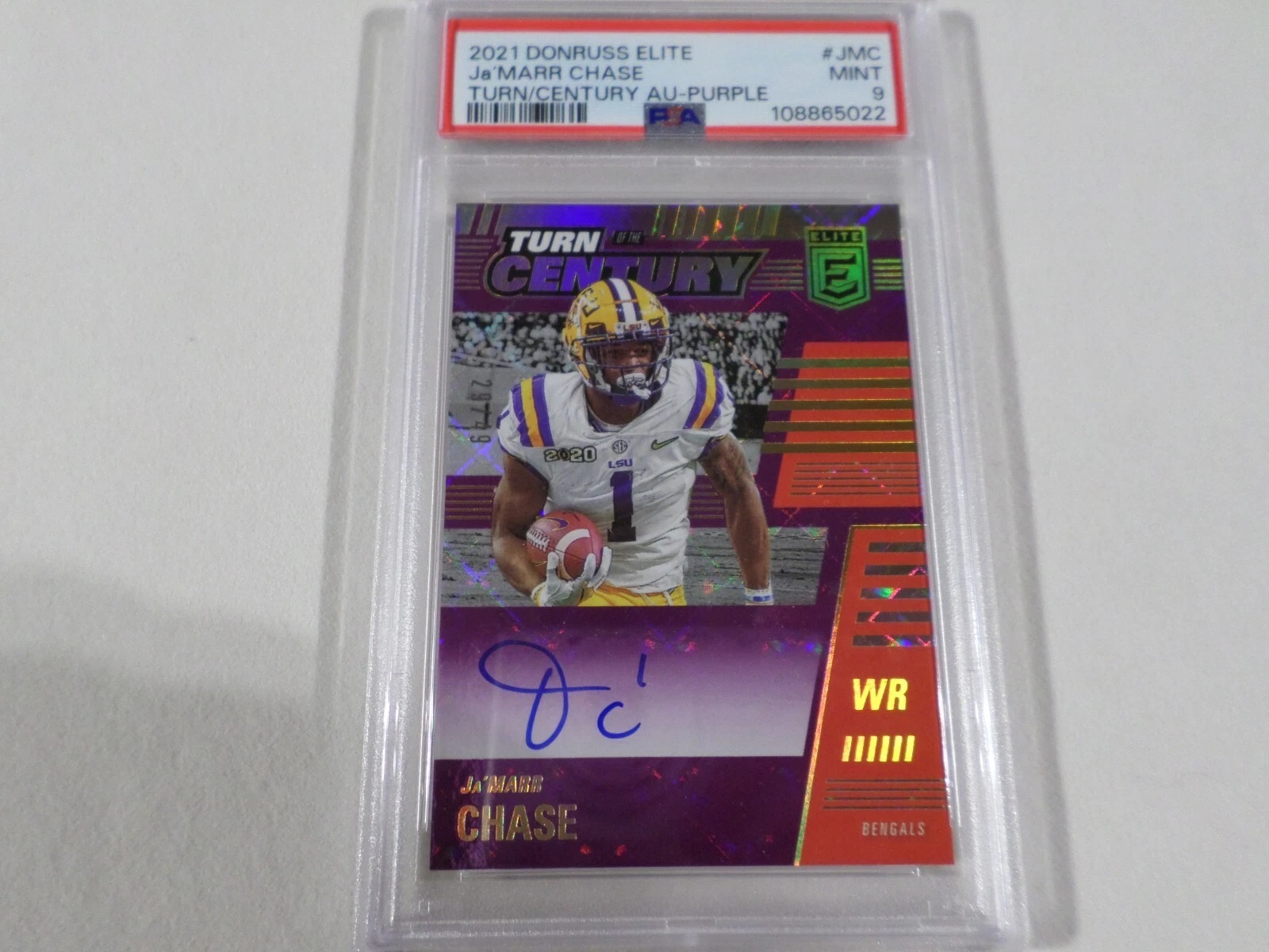 JaMarr Chase Panini Donruss Elite Turn of the Century Autographs #JMC Purple