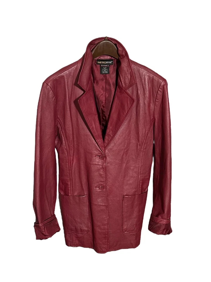 Chaqueta Blazer METRO STYLE Mujer (14) Borgoña Suave 100% Cuero - Forrada Foto 3 de 4