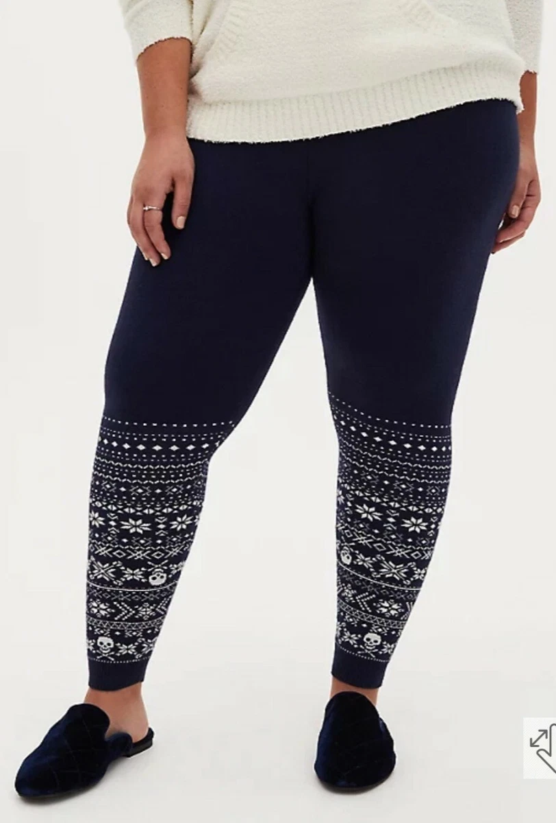 NWT Torrid Plus Size 2 2X 18/20 PREMIUM LEGGING - SWEATER KNIT FAIR ISLE  SKULL