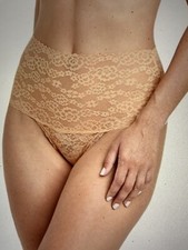    Auden Women's High Waisted Ace Thong Floral Beige   Lot Of 3   large   