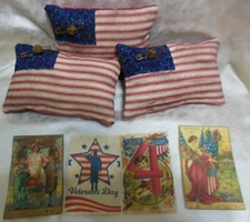 Primitive Patriotic Americana Flag Bowl Fillers-Ornies-Cupboard Tucks-set of 3