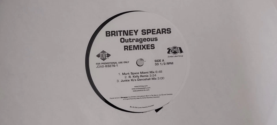 MINT PROMO BRITNEY SPEARS OUTRAGEOUS HOUSE REMIXES 12" SINGLE VINYL RECORD - Image 2 of 3