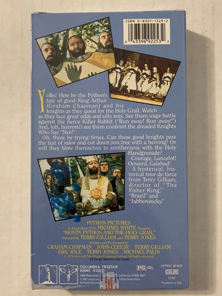 Sealed Monty Python And The Holy Grail VHS Videocassette Blue Reel Watermark Vtg - Image 4 of 4