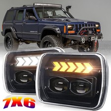 Pair 5x7 7x6 Led Headlight For 1986-1995 Jeep Wrangler Yj 1984-2001 Cherokee Xj