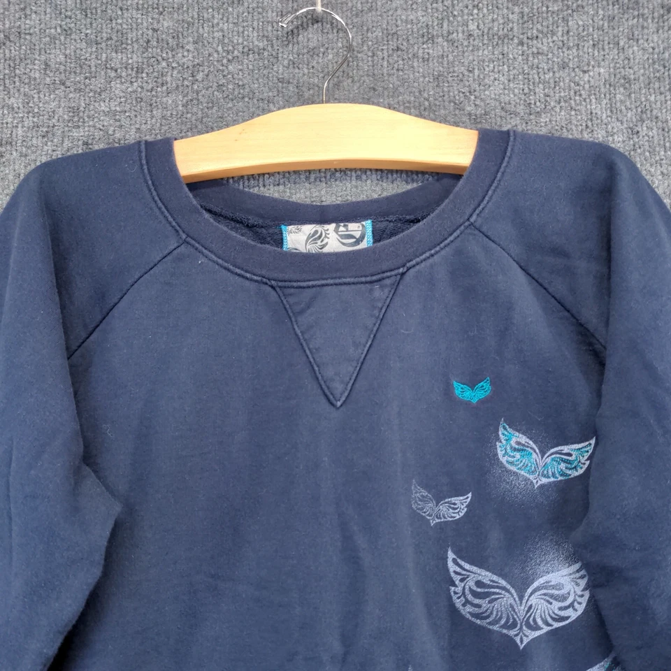 Nollie Women's Butterfly Pullover Sweatshirt Blue XL 3/4 Raglan Sleeve - Image 3 of 4