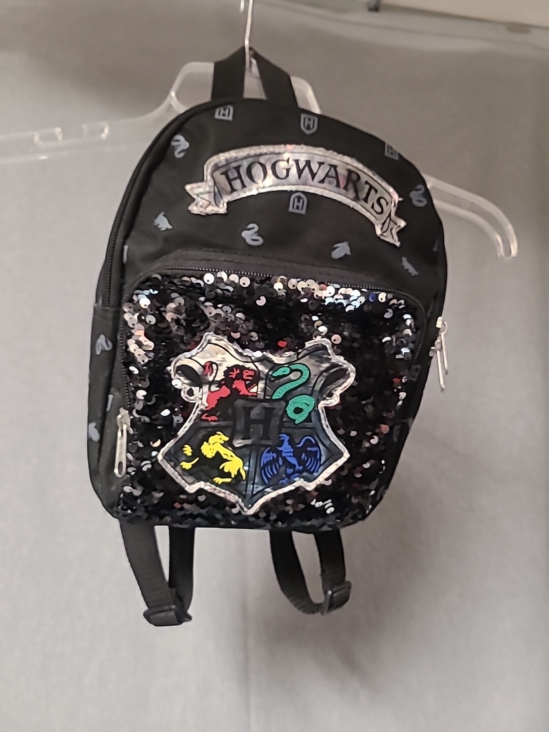 Harry Potter Hogwarts 10-Inch Mini Sequined Black Backpack Adjustable Straps
