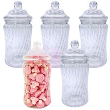5 x Cute 450ml Spiral Plastic Jars DIY Candy Sweet Buffet Wedding Party