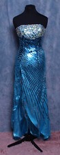 PARTYTIME TURQUOISE SOFT TULLE SEQUINS BEADED GEMS PROM FORMAL GOWN DRESS 10