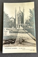 Postcard: RPPC Winchester Cathedral: The West Front ~~ Winchester, England Postcard: RPPC Winchester Cathedral: The West Front ~~ Winchester, England