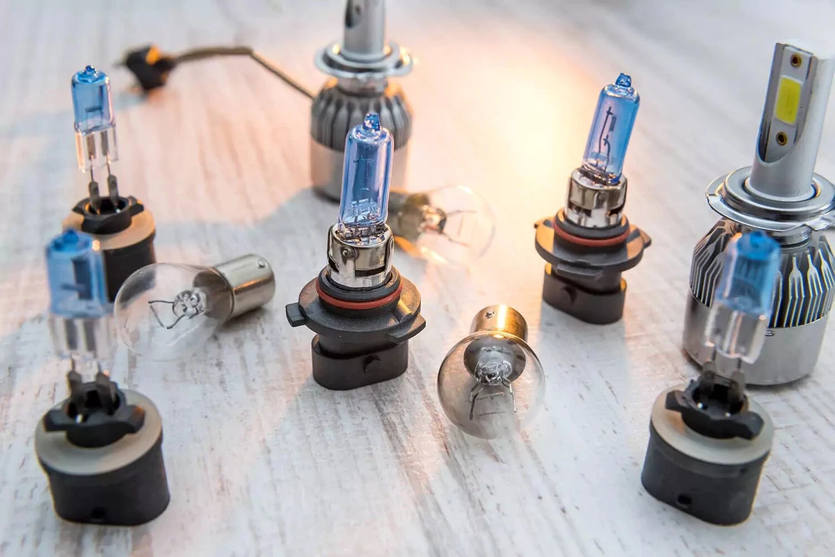 Replacement car headlight bulbs come in several shapes and sizes.