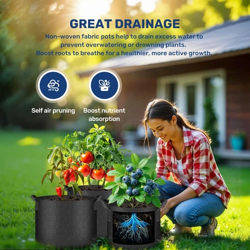 5-24Pack Garden Grow Bag/Rooty Bag Heavy Duty Non-Woven Plant Fabric Pot Contain - Picture 102 of 143
