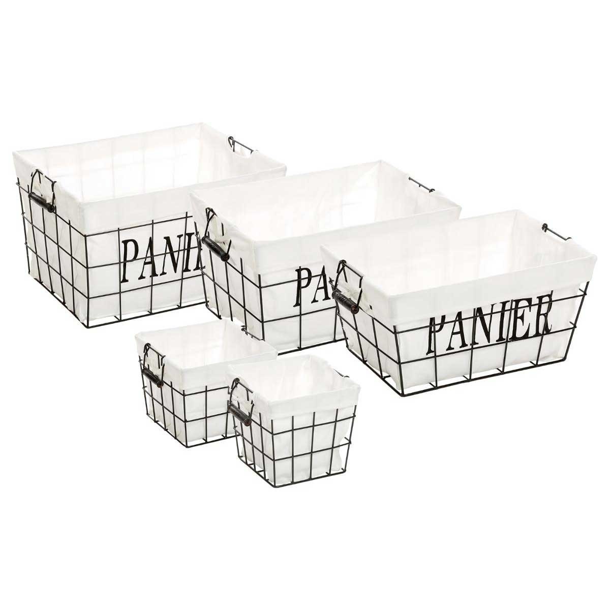 Paniers rectangulaires Welcome Black pour organiser votre dressing et linge de maison